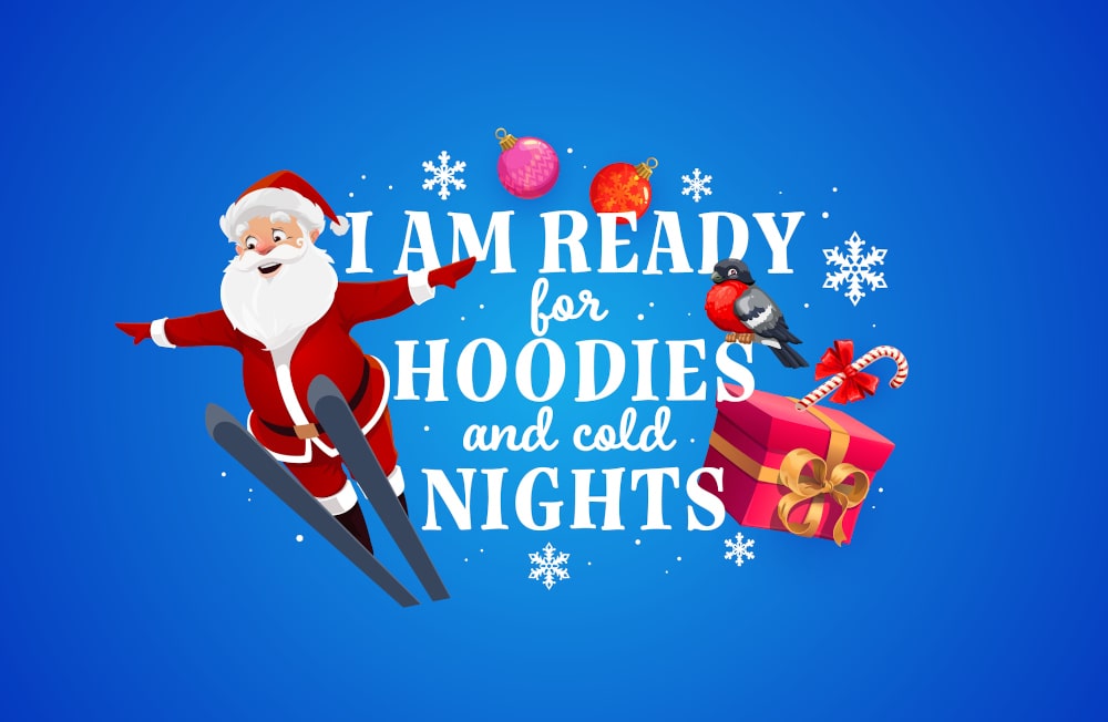 Illustration of Christmas quote on a hoodie, festive typography design